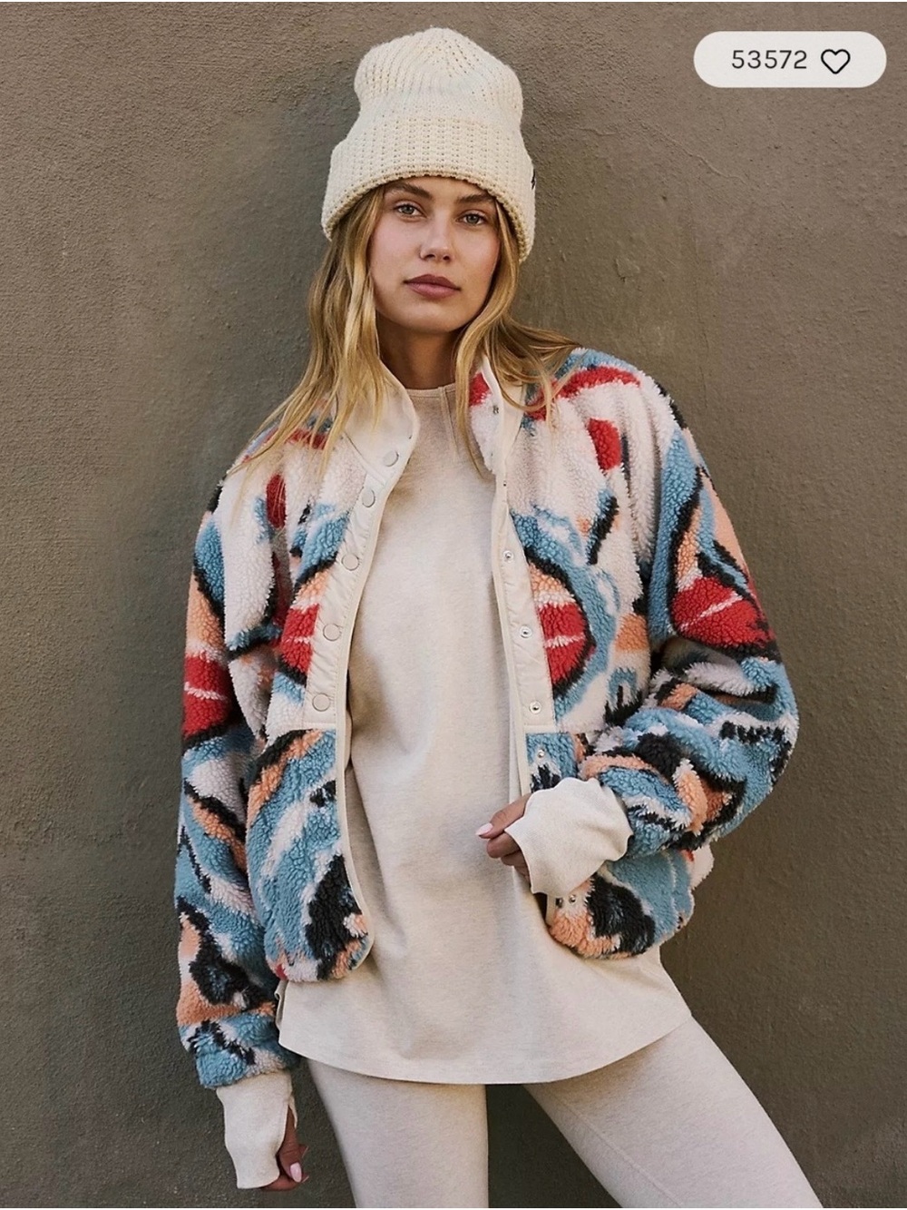 Free People FP Movement Hit the Slopes Fleece Jacket in Multi Combo Small